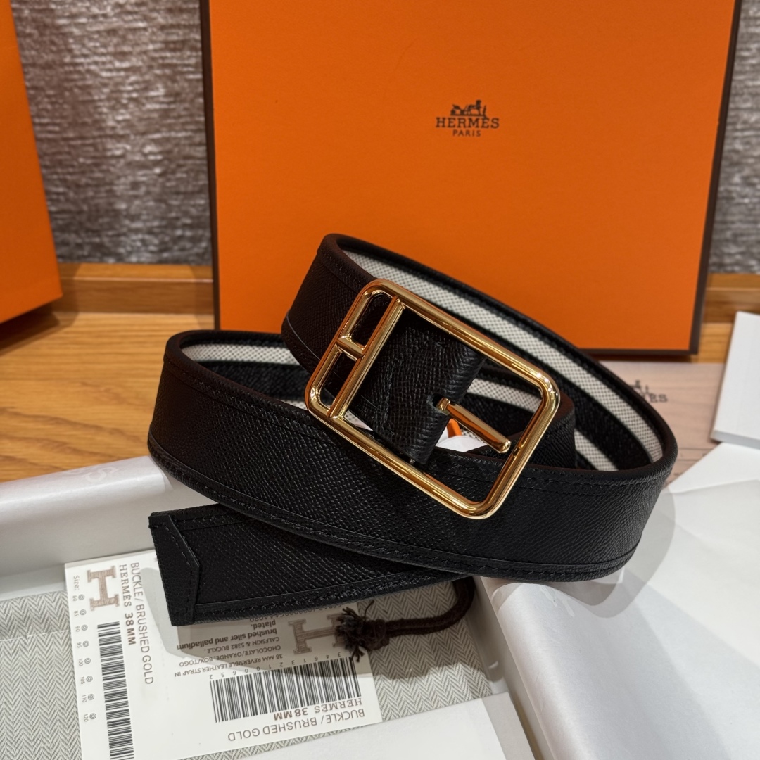 Hermès Half Cod Riviera double-faced leather belt, 3.8cm wide