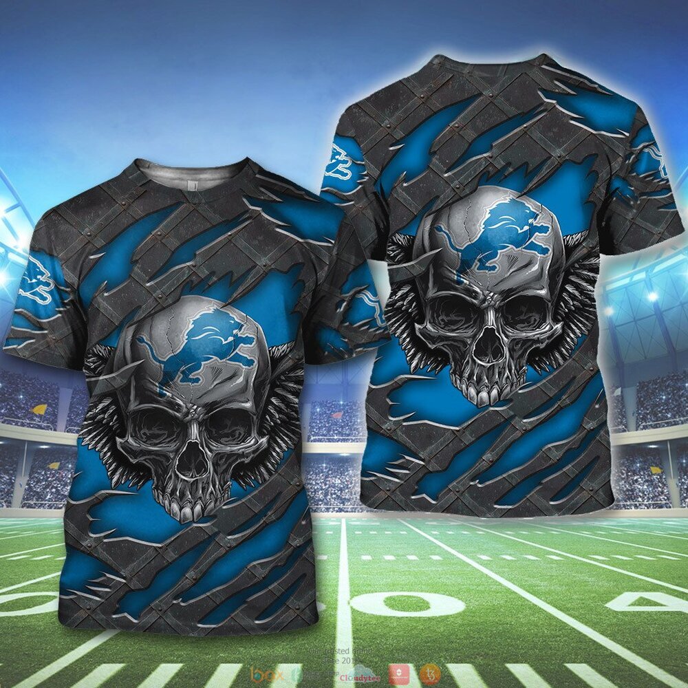 DETROIT LIONS WINGS SKULL 3D HOODIE