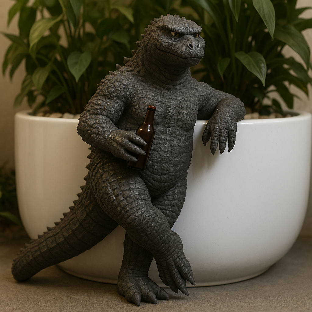 Drinking Little Monster Bonsai Ornament