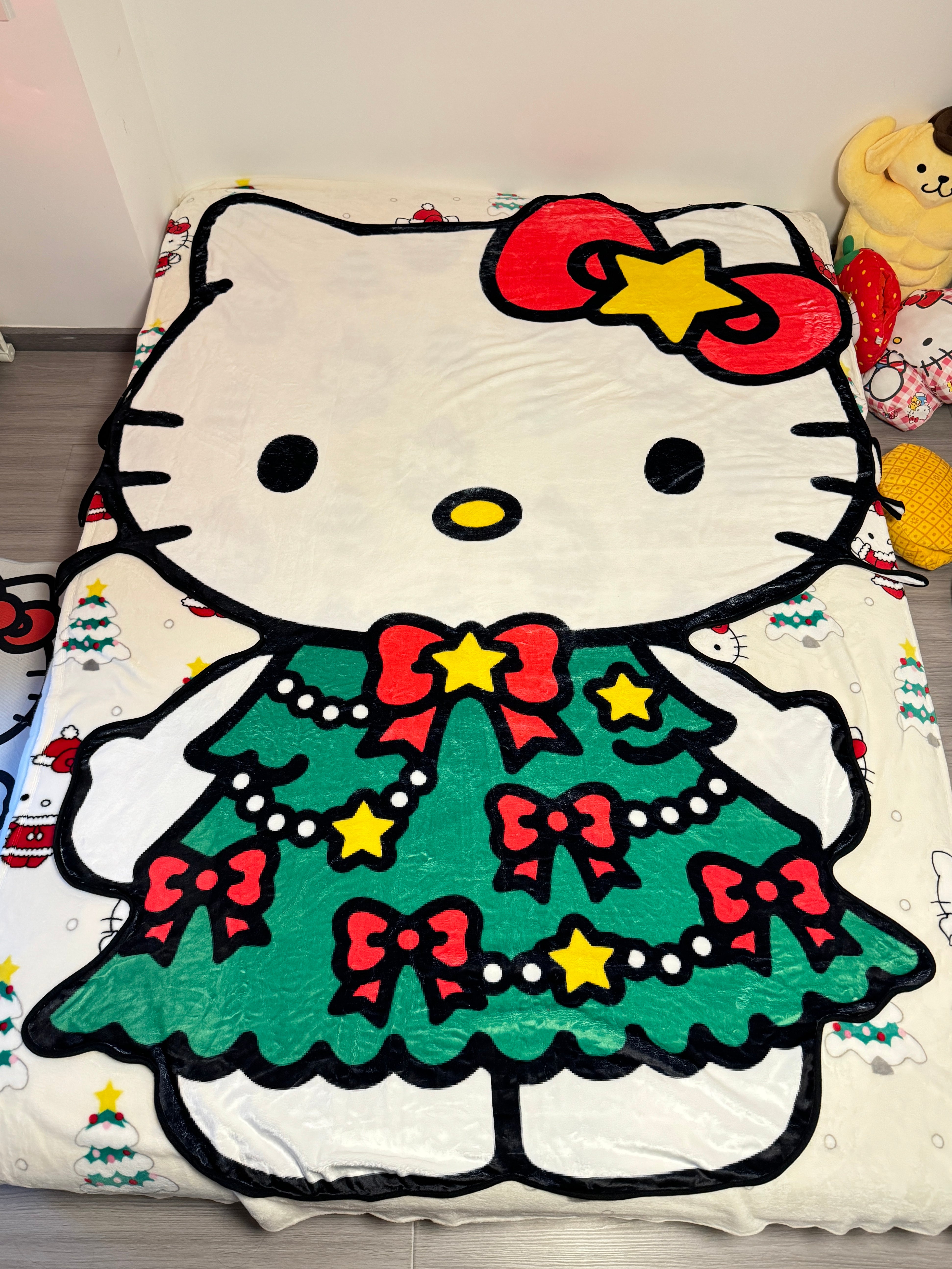 KT Shape Christmas Blanket Flannel Throw Blanket Cute Blanket Lightweight Soft Cozy for Bed Kids Adult Womens Gifts for Christmas |Thicker Version