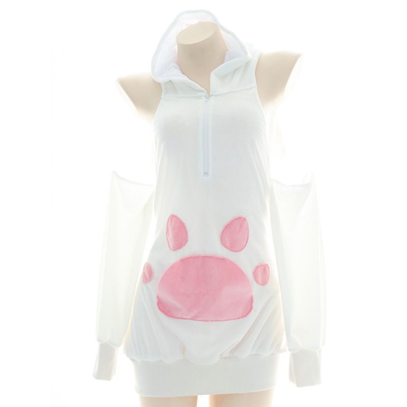 Cat Paw Bunny Ears Halter Lingerie Dress