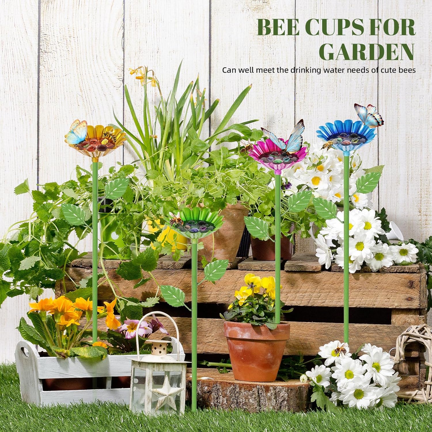 🔥ON SALE 59% OFF🔥Bee Butterfly Hummingbird Watering Station Colorful Flower Design Water Feeder