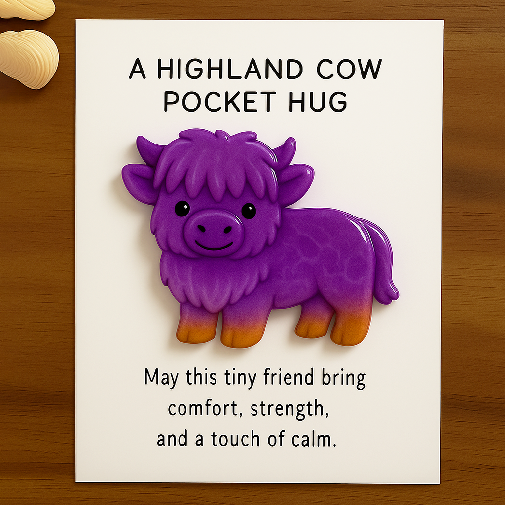 Highland Cow Pocket Hug — A Tiny Friend with a Big Heart 🌟