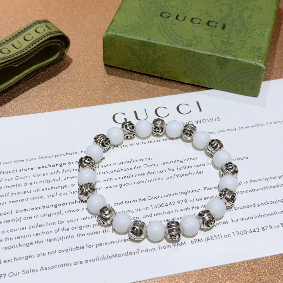Gucci natural stone distressed bracelet