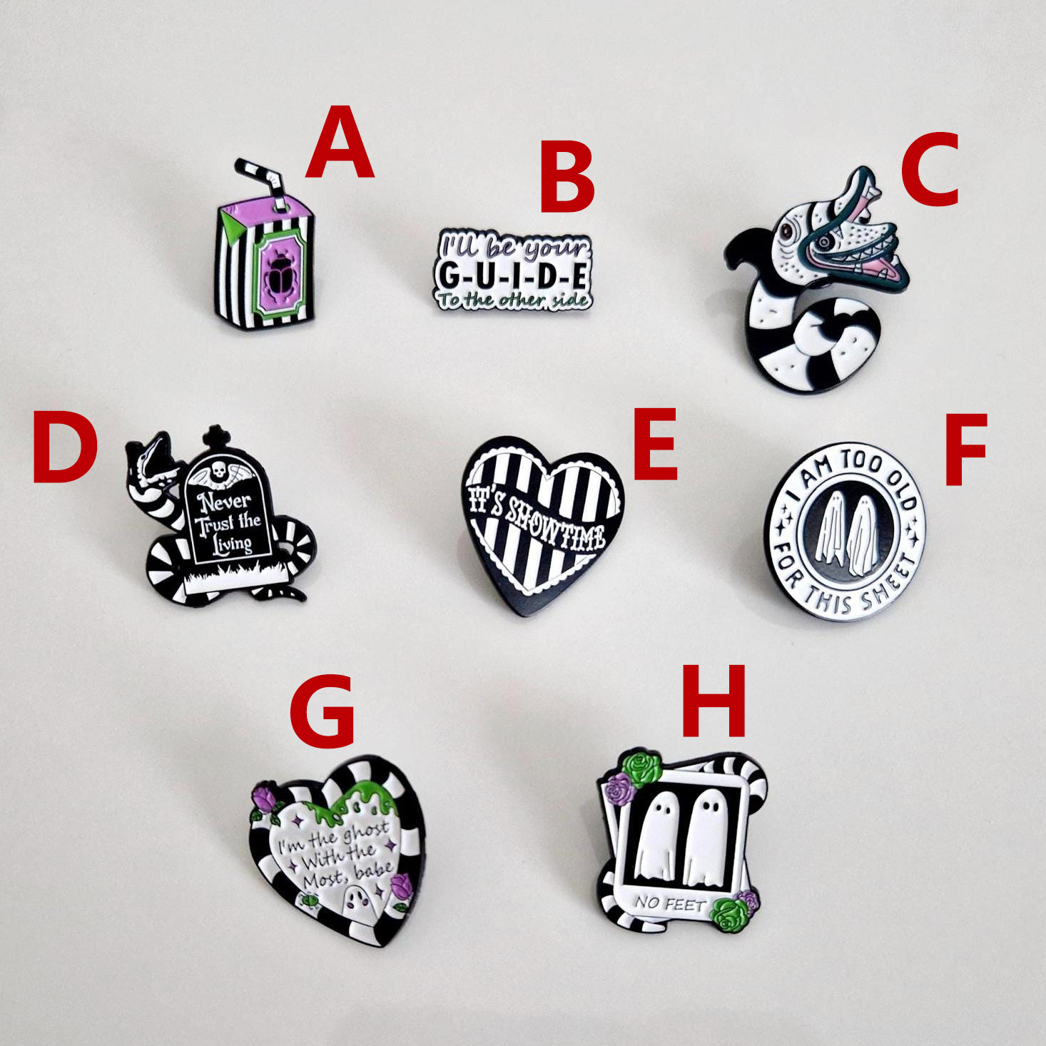 Beetlejuice Pins | Unique embellishments