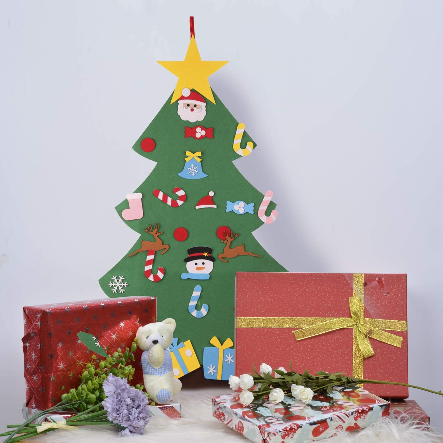 🎄FELT CHRISTMAS TREE KID CRAFT - BONUS - FREE LED STRING LIGHT