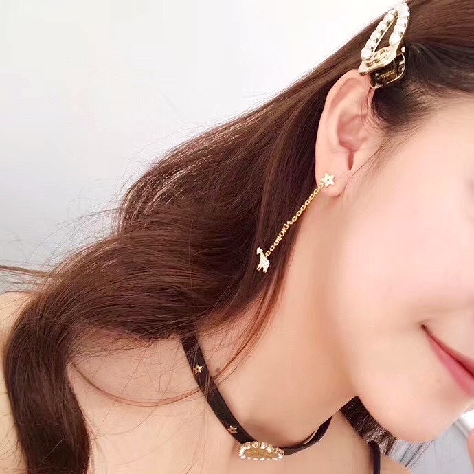 Dior cute deer rhinestone long earrings
