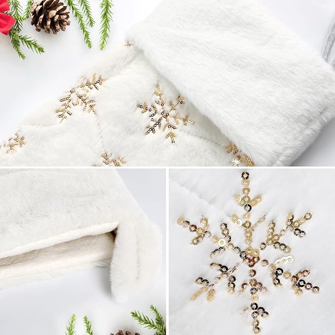 🧦🧦4 Pieces - Deluxe Cream White Faux Fur Christmas Stockings