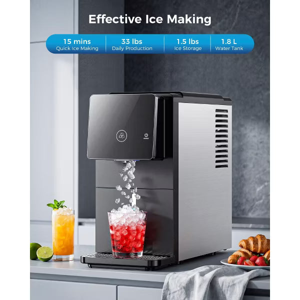 🔥clearance sale🔥Countertop Nugget Ice Maker with One-Touch Dispensing – 33lbs/Day Production