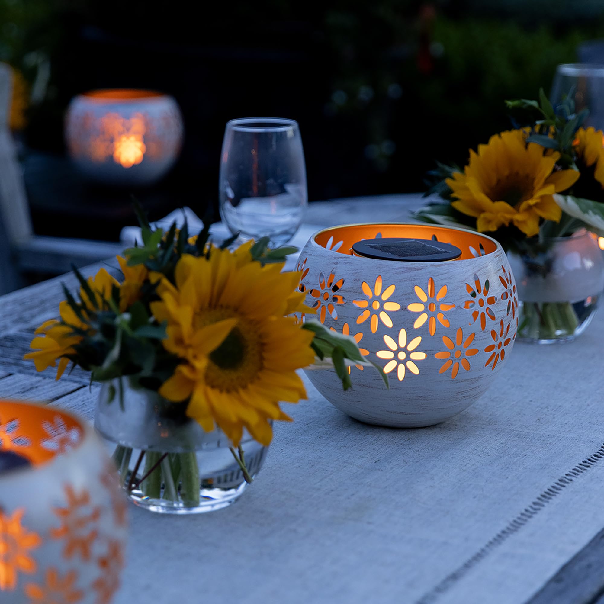 🔥 On Sale 🔥 Metal Solar Flame Bowl Flickering Waterproof Lantern