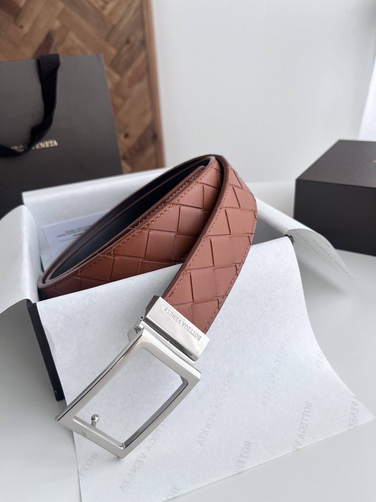 Bottega Veneta intreccio woven leather belt, 3.5cm wide
