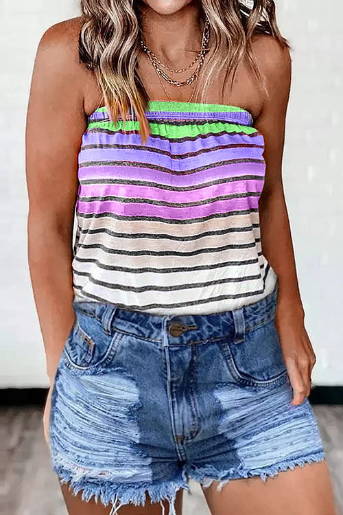 Heididress Off Shoulder Color Block Striped Top