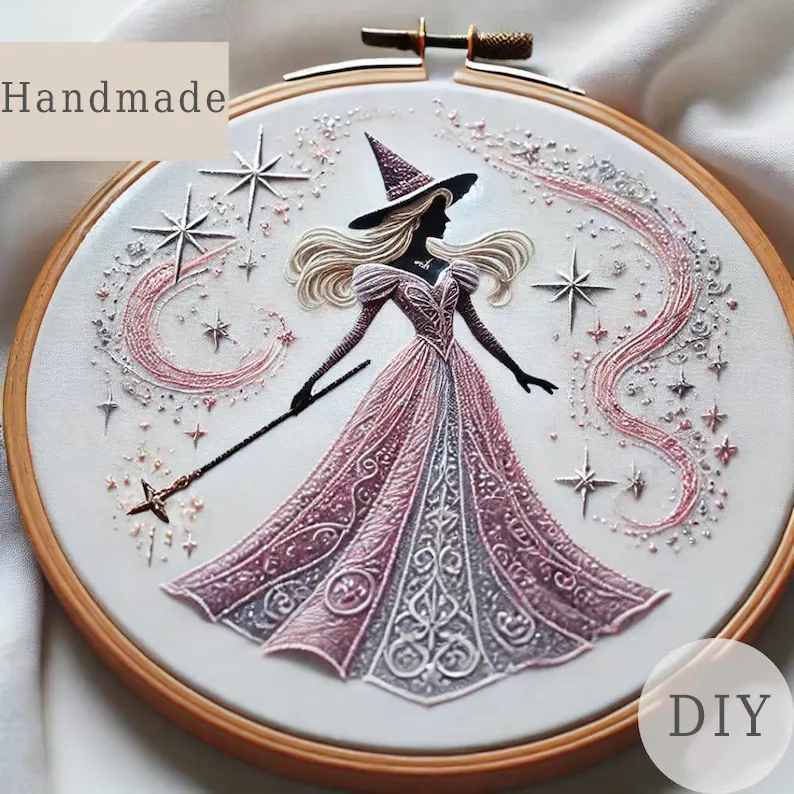 Pink Witch Embroidery KIT