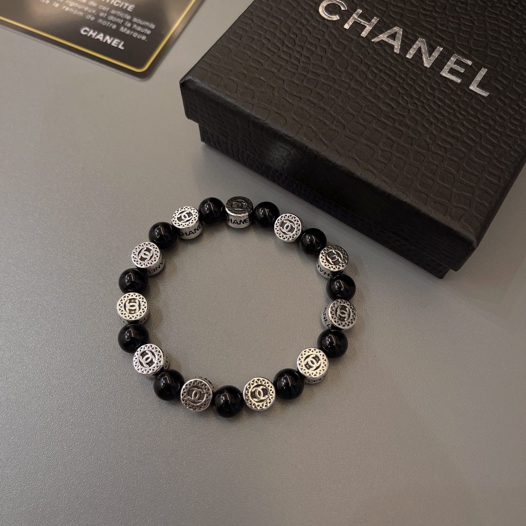 Chanel obsidian distressed bracelet