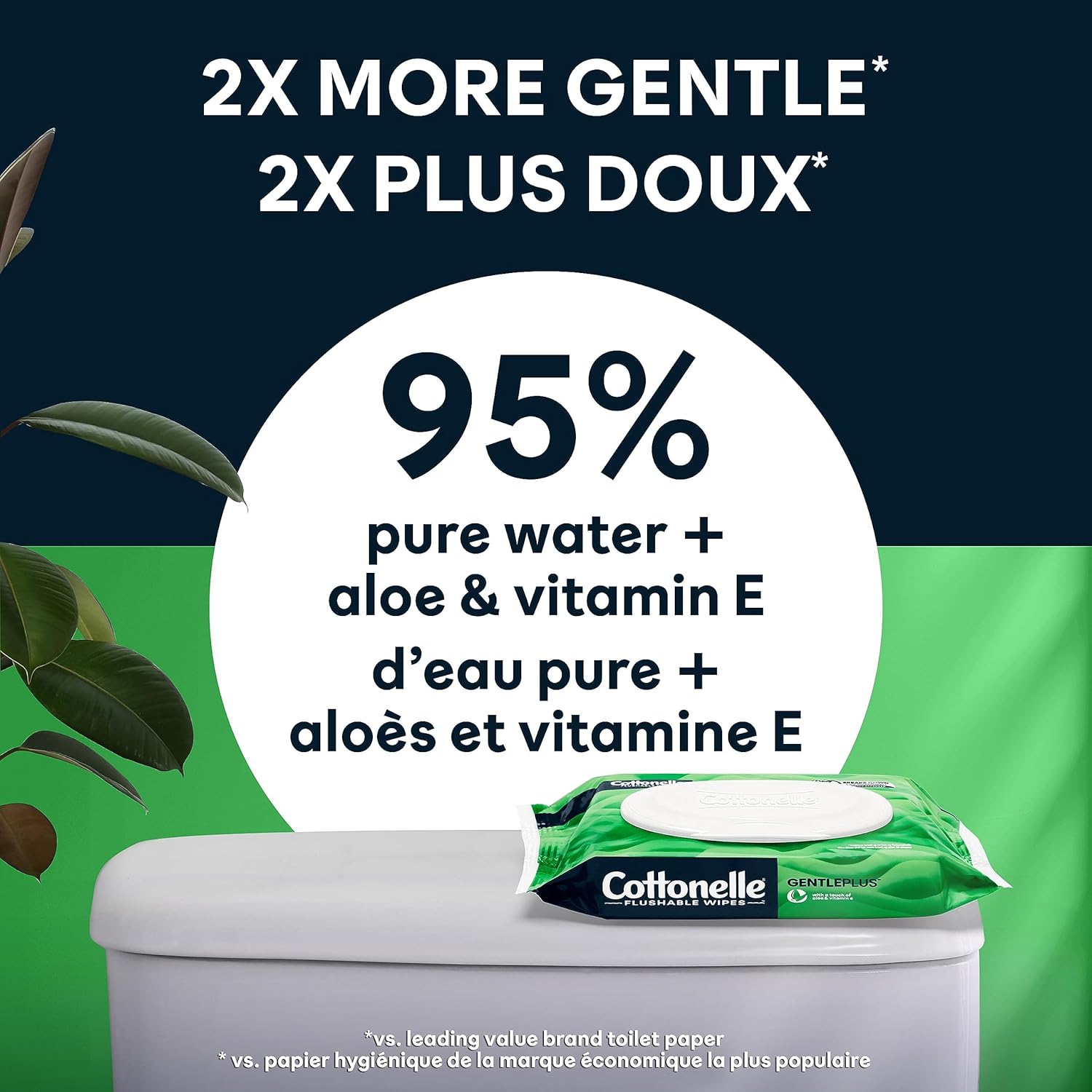 Cottonelle GentlePlus Flushable Wet Wipes with Aloe & Vitamin E, 6 Flip-Top Packs, 42 Wipes Per Pack (252 Total Wipes), Packaging May Vary