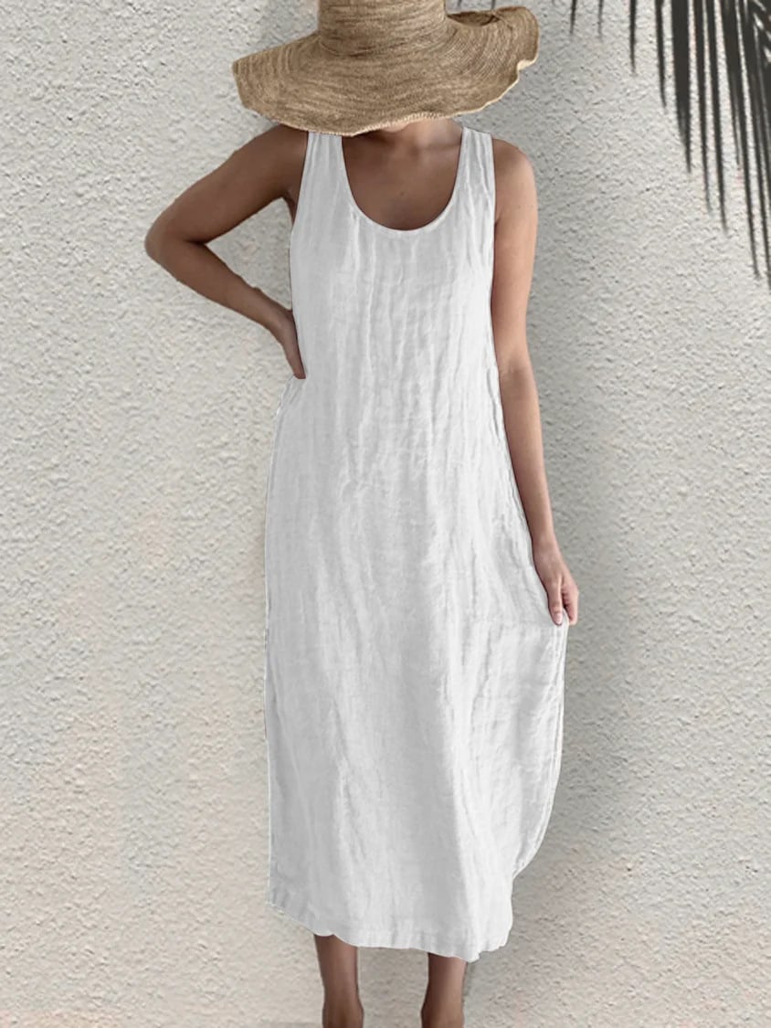 Women's Casual Elegant Cotton Sleeveless Dress