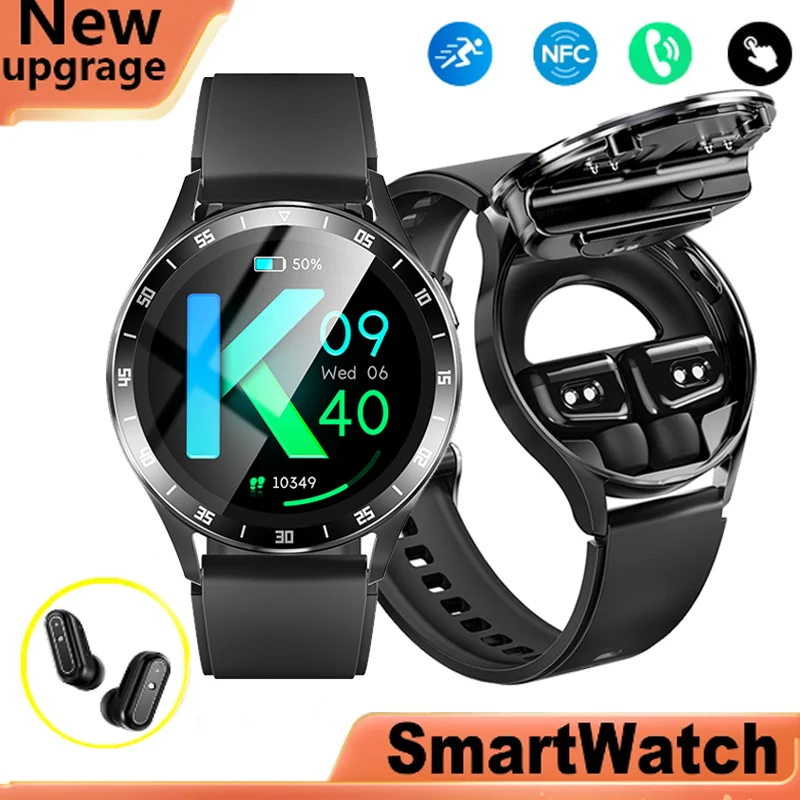 New wireless Bluetooth headset 2-in-1 HD Bluetooth Calling Smartwatch NCF Heart rate Blood pressure Monitor Sports smartwatch