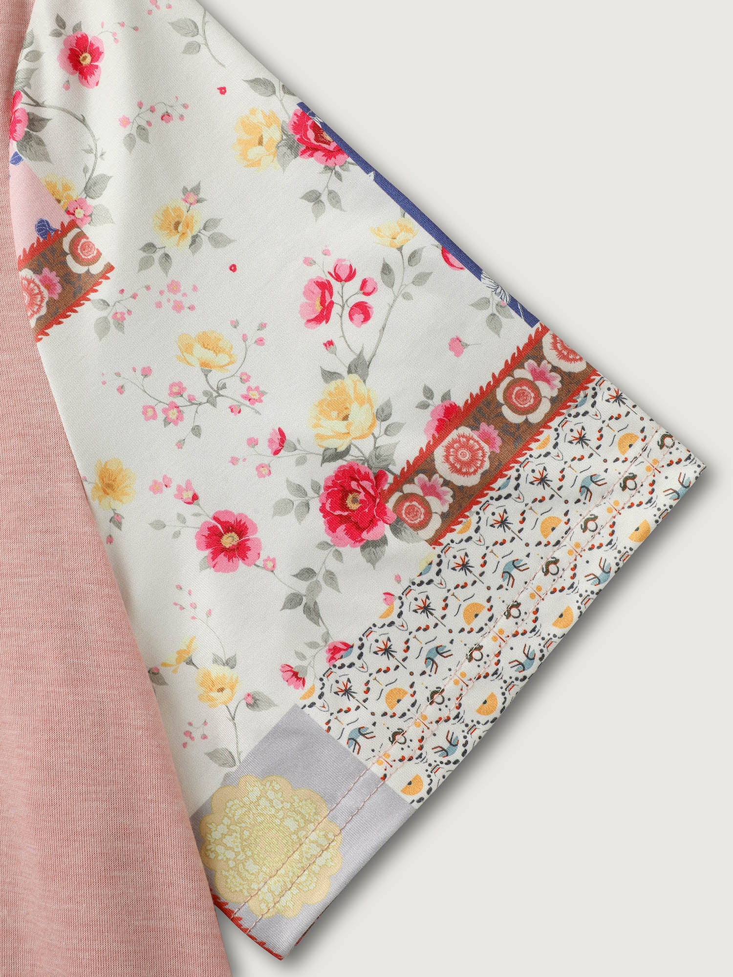 Stretchy Color Block Floral T-Shirt