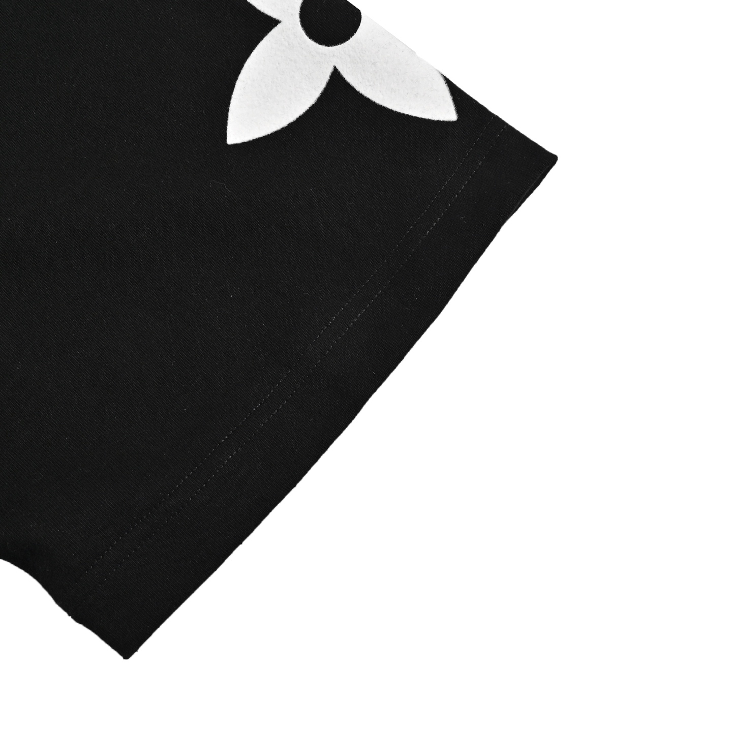 Louis Vuitton 25ss four-leaf clover rhinestone logo flocked short sleeve