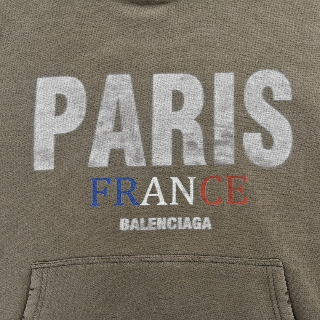 Balenciaga 24Fw PARIS lettering printed on the chest, plush hooded sweatshirt