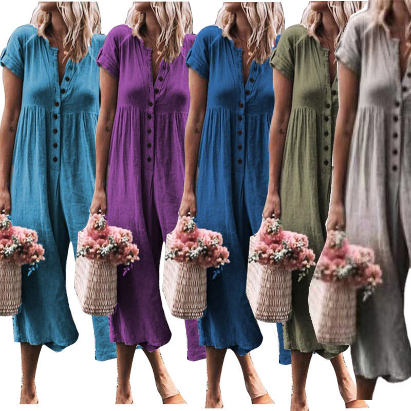 Versatile Women's Casual Color-Blocked Jumpsuit