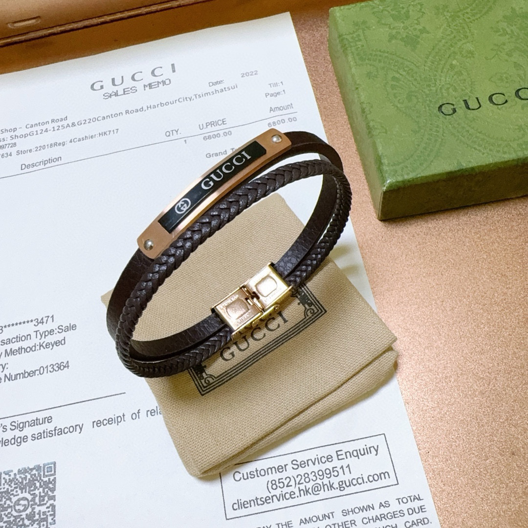 Gucci Black Braided Gold Bracelet