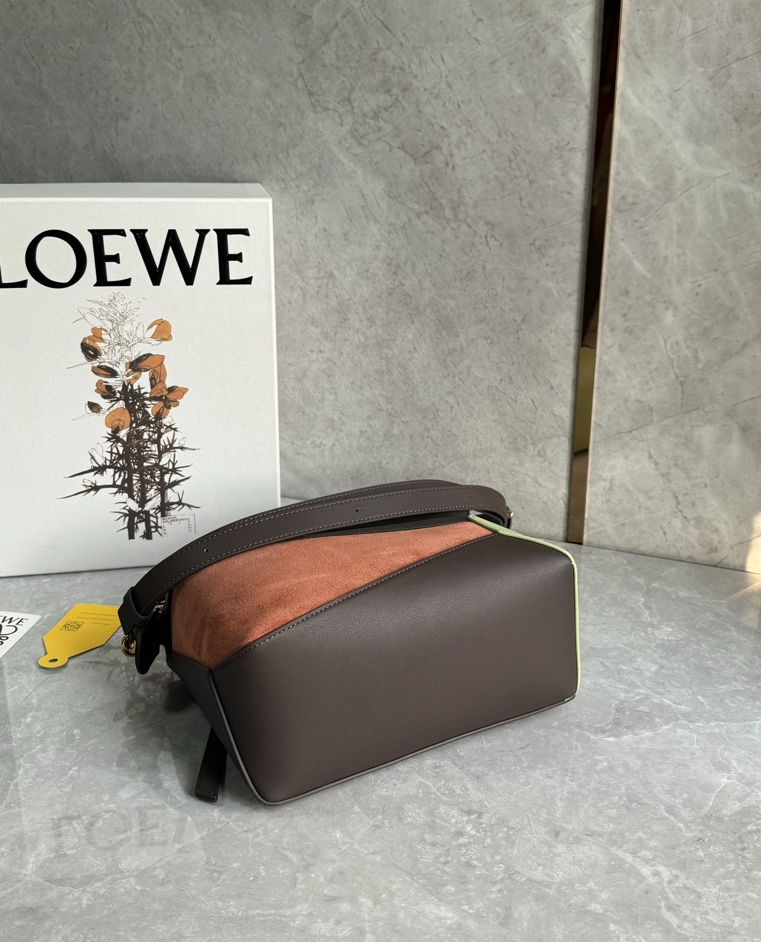 Loewe suede colorblocked zzle bag 0681