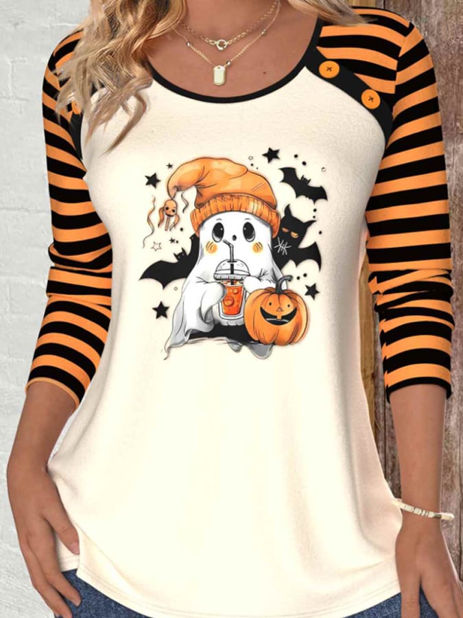 🔥Buy 3 Get 10% Off🔥Women's Halloween Ghost Casual Printed T-Shirt