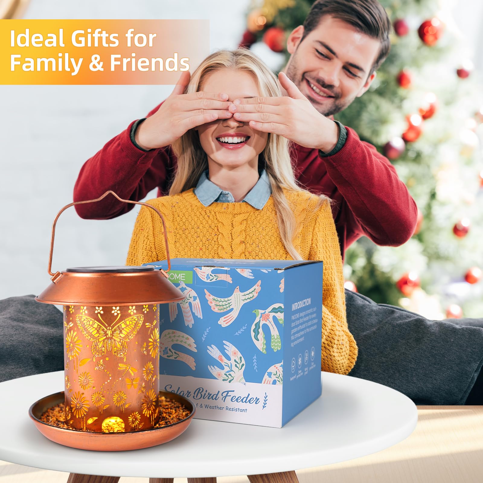 Solar Bird Feeders for Outdoors Metal Lanterns Outdoor Waterproof Hanging Garden Decor