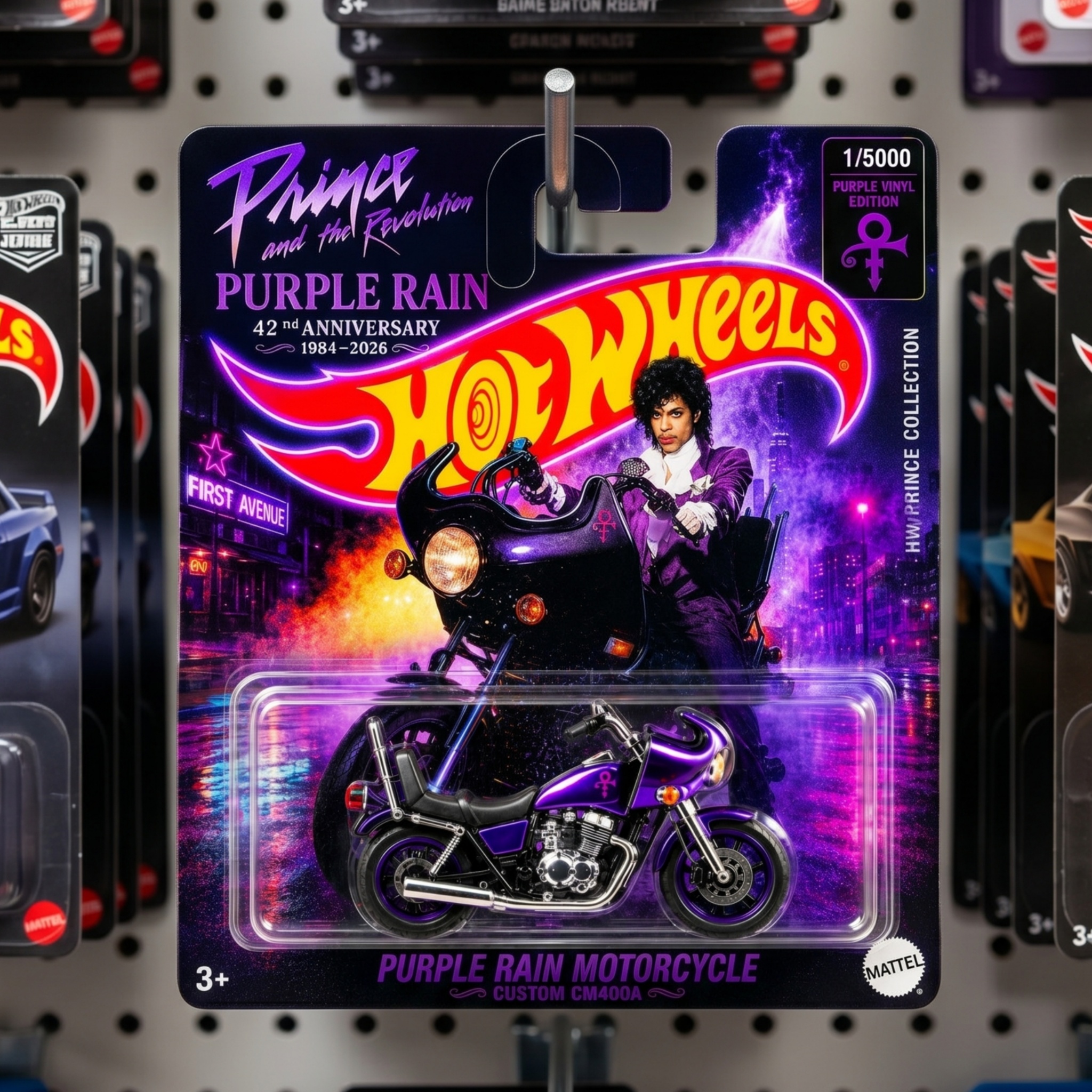 Hot Wheels Prince Purple Rain 42nd Anniversary Custom Motorcycle
