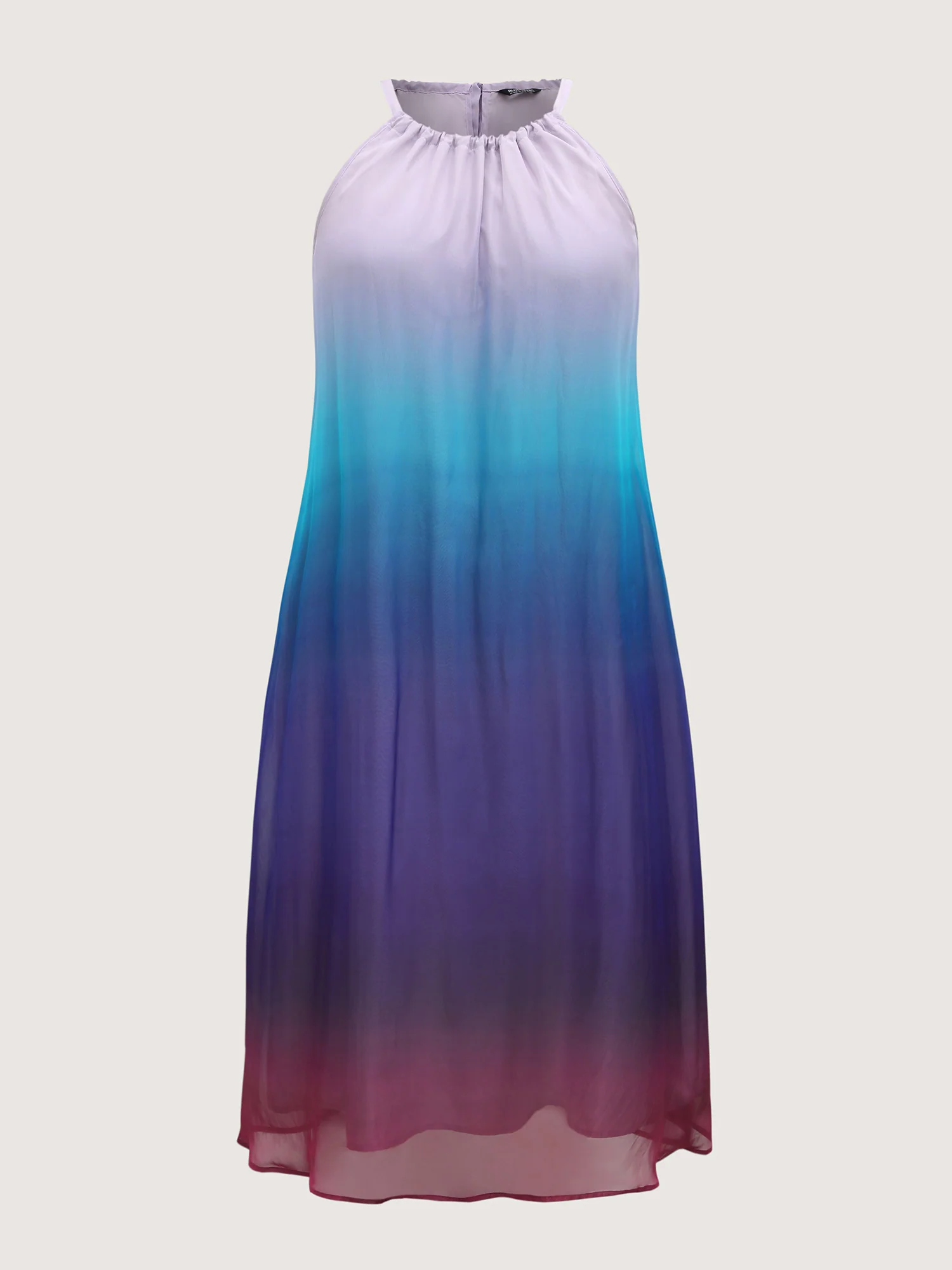 Ombre Gradient Pockets Sheer Midi Dress