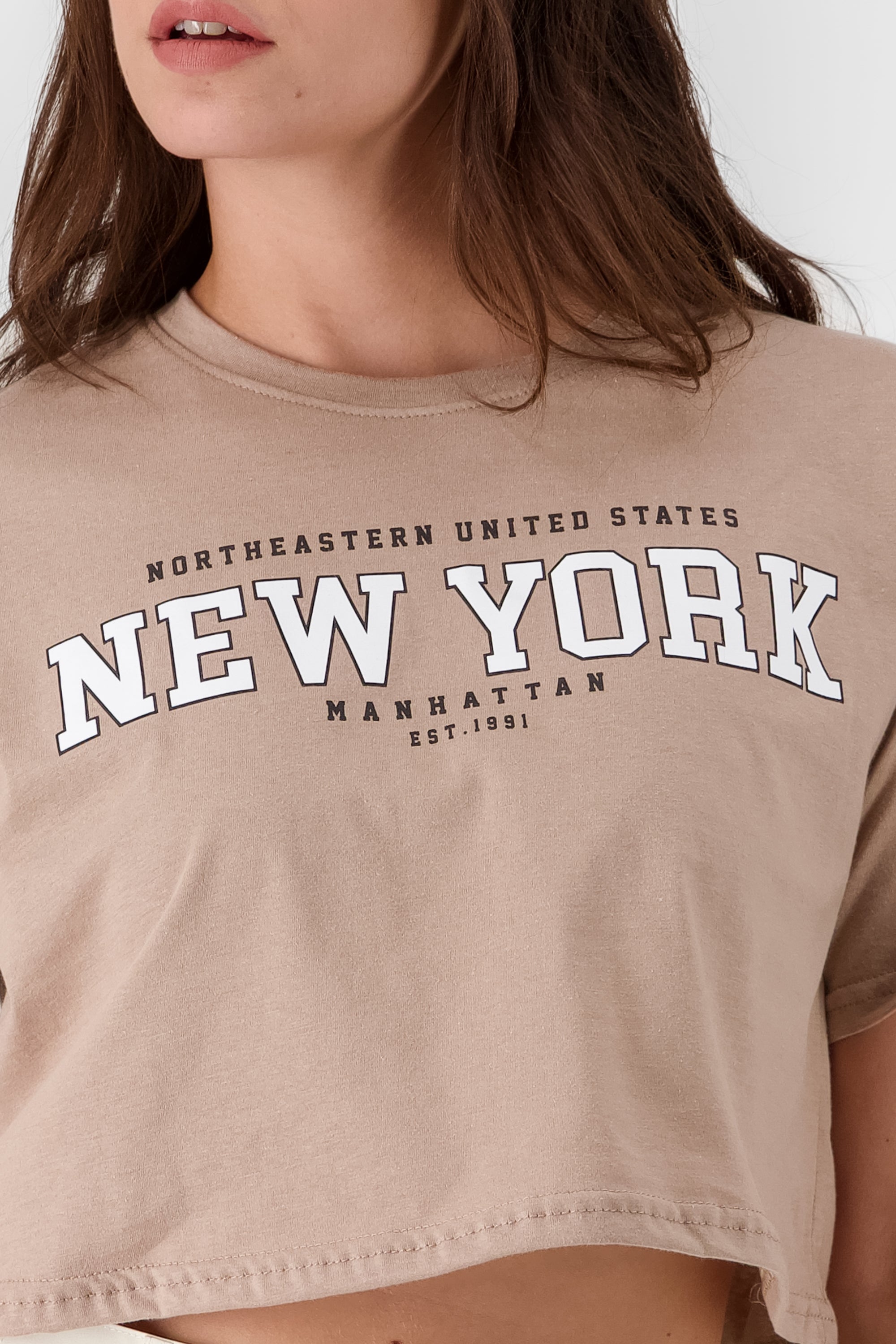 New York print crop top