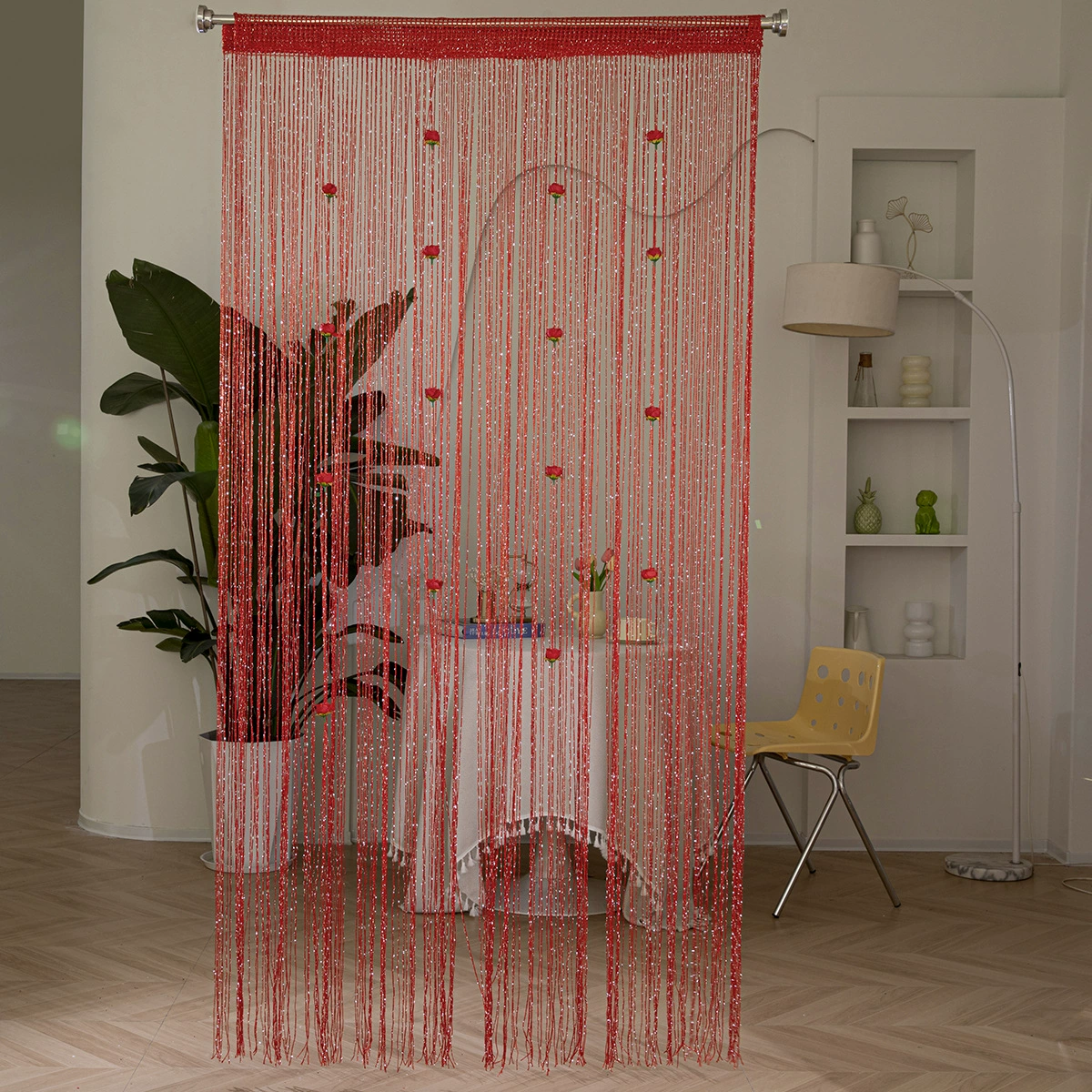 🌹🚪Sparkling Rose Flower String Curtain（2m/78.74