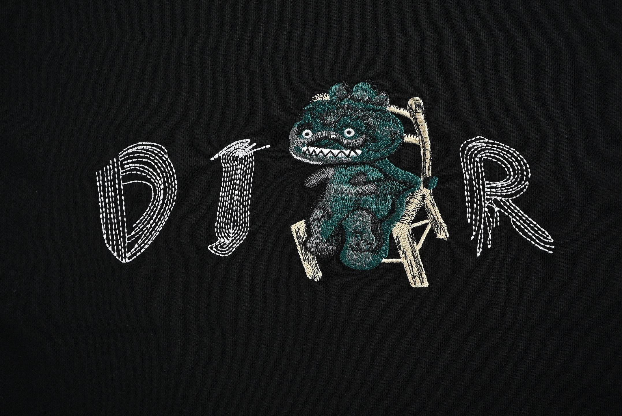 Dior 25ss letter dinosaur embroidered short sleeve
