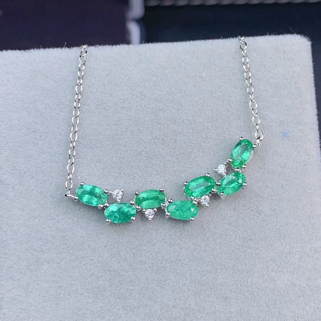Natural Emerald Silver 925 Jewelry Women's Gem Pendant 925 Sterling Silver Women's Luxury Necklace Christmas Free Shipping