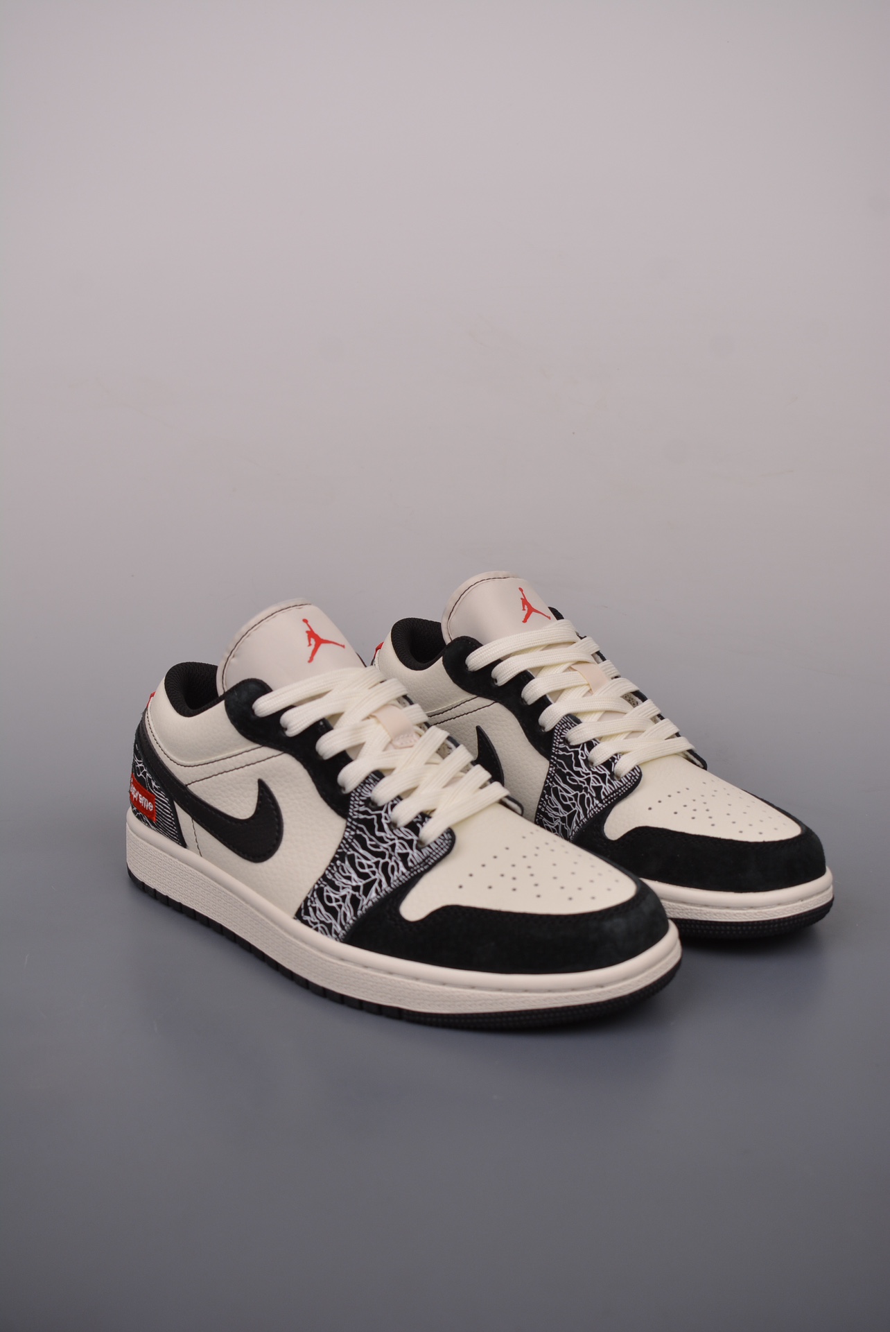 Supreme x Nike By You Air Jordan 1 Low OG Black Beige White DC2024-032