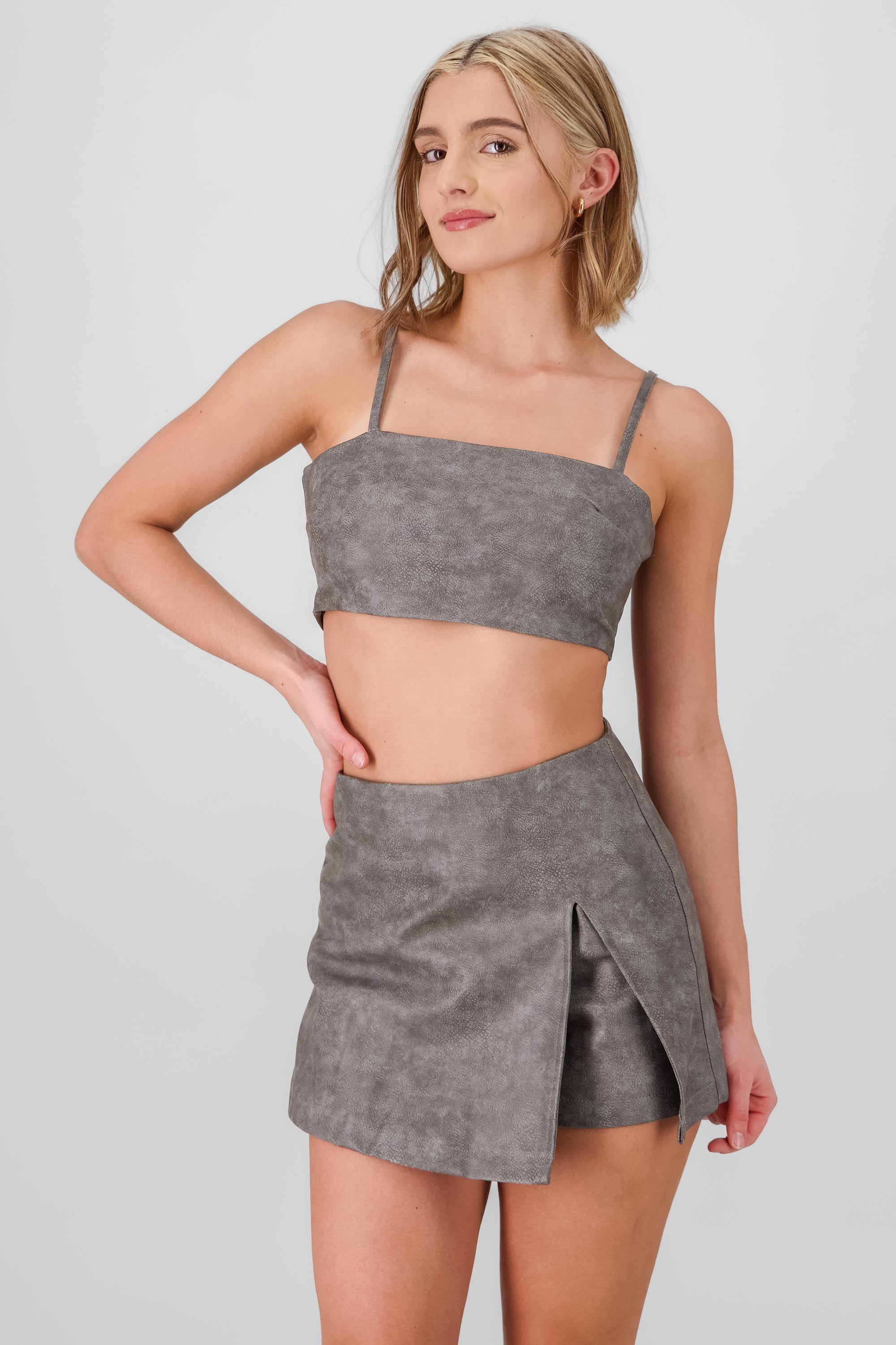 Faux Leather Tube Top
