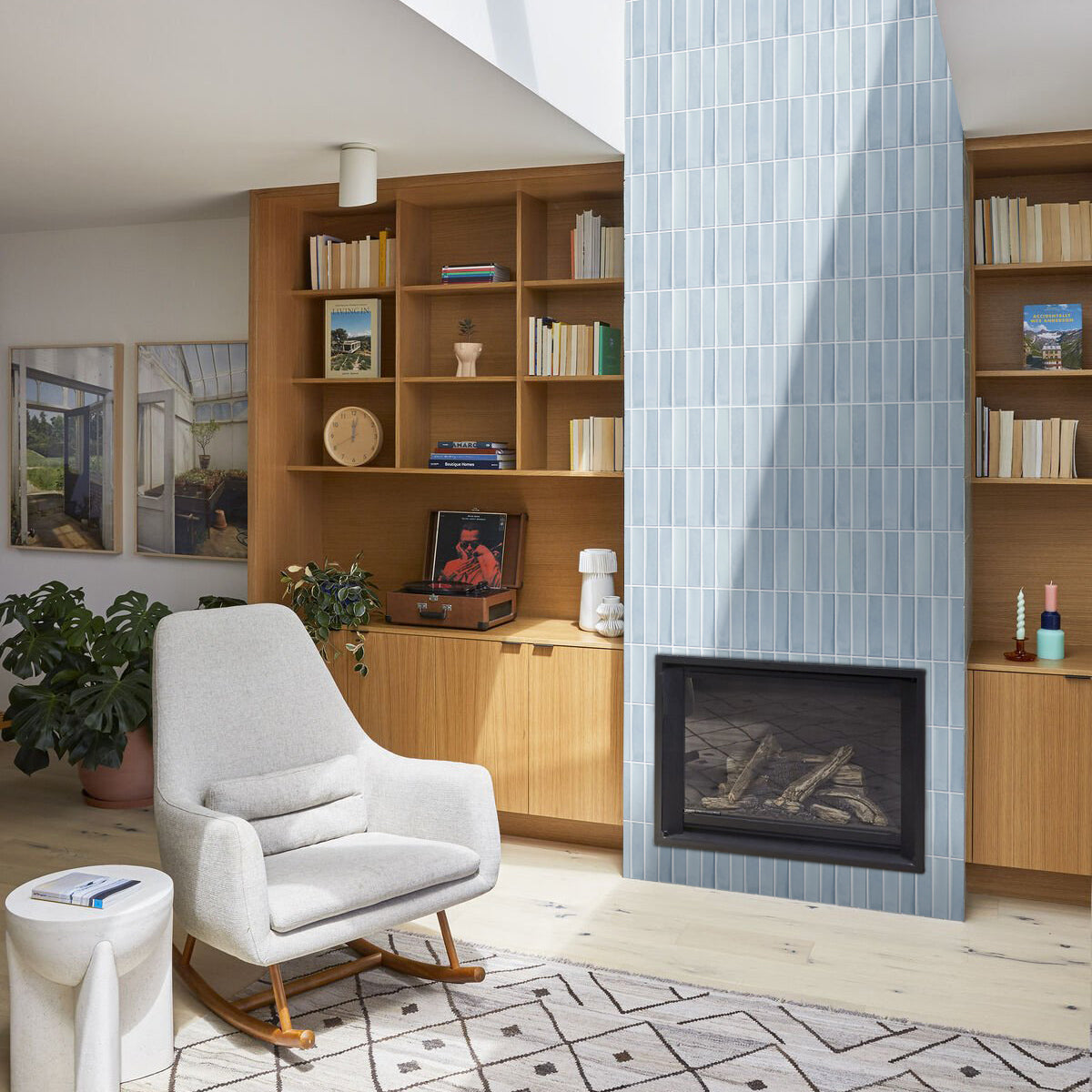 3D Light Blue Matt Straight Linear Mosaic Peel and Stick Wall Tile