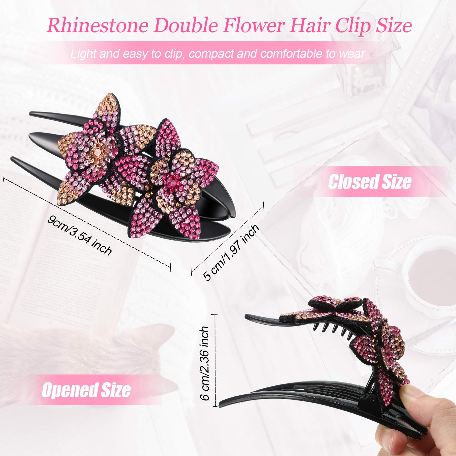 [Last day flash sale💥45% OFF] Rhinestone Double Flower Hair Clip-BUY 3 FREE SHIPPING