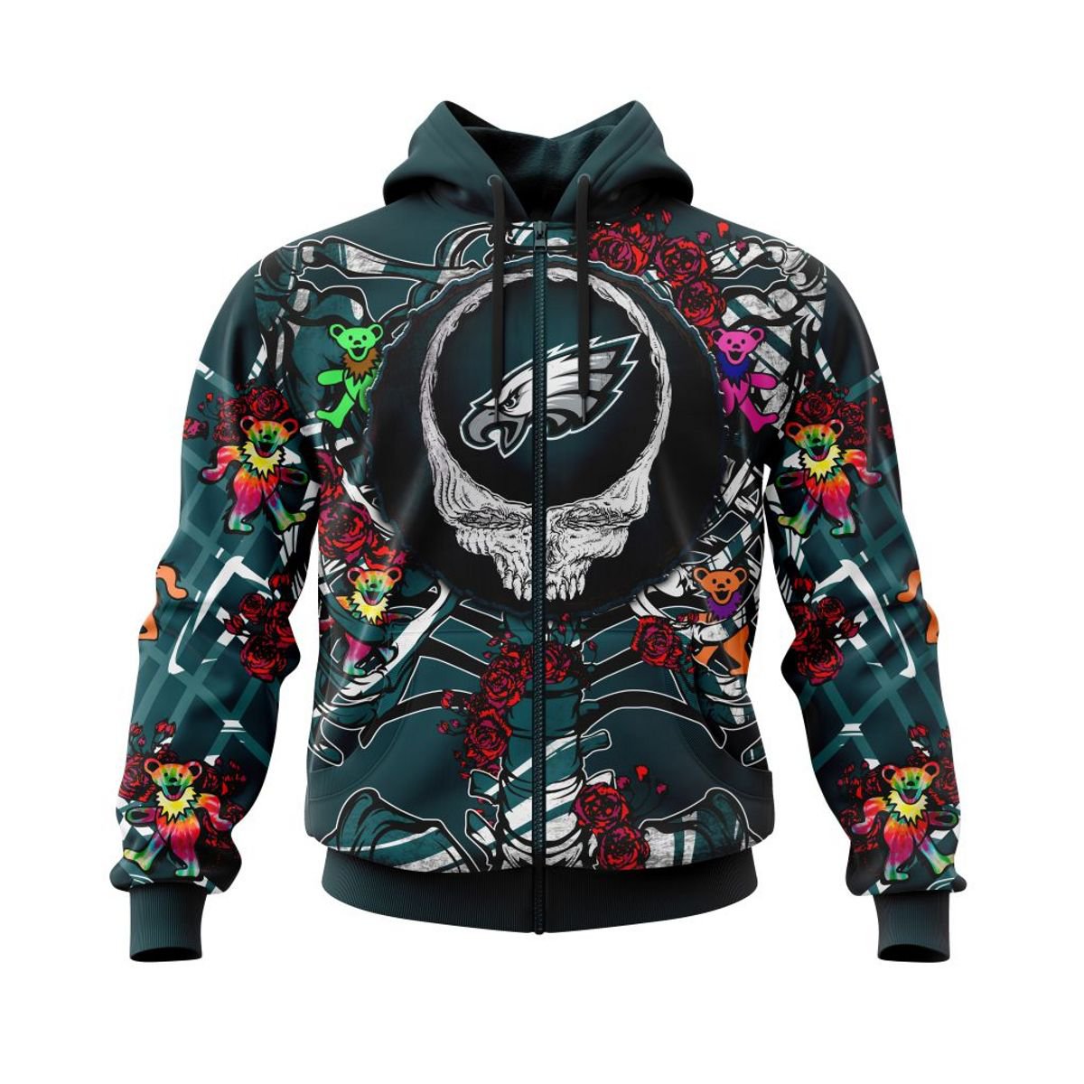 PHILADELPHIA EAGLES 3D HOODIE MIX GRATEFUL DEAD