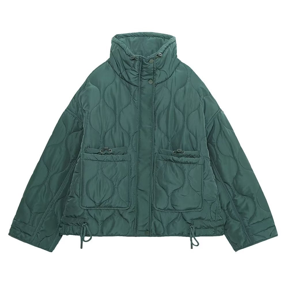 Autumn Women Clothing Street City Casual Stand Collar Cotton Coat Jacket