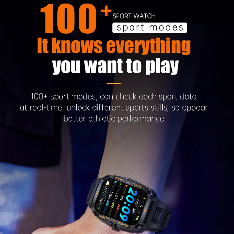 New men's three-proof outdoor 3ATM deep waterproof smartwatch 1.93inch430Mah large battery HD Bluetooth call smartwatch + box