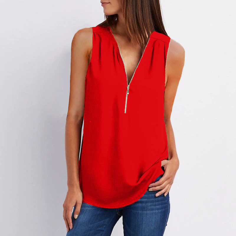 Koszulka bez rękawów luźna szyfonowa Tank Top