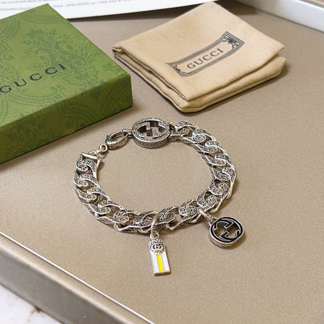 Gucci Black GG Flat Chain Bracelet