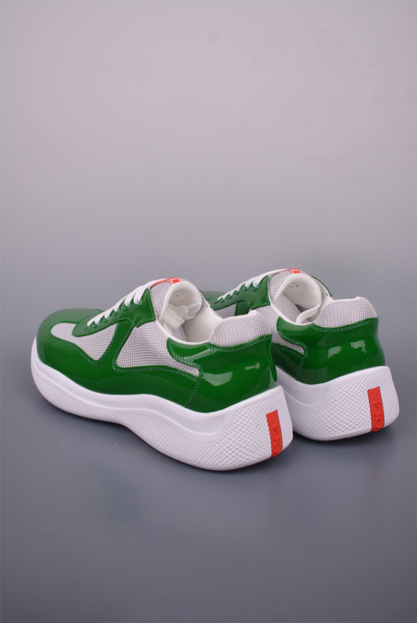 Prada America’s Cup patent leather bright green gray white 4E3400_ASZ_F0F5C