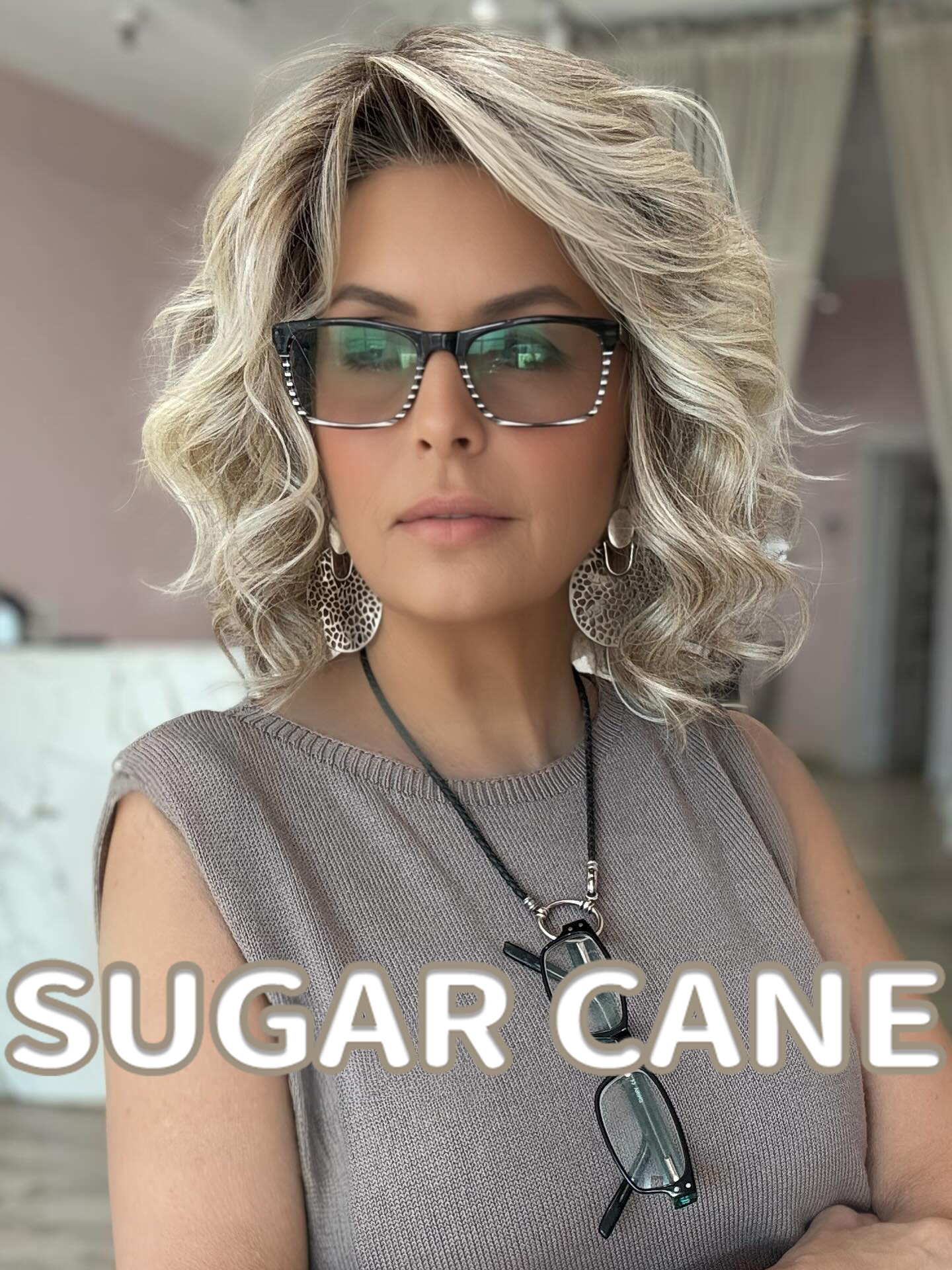 Curly Bob Wig with Highlights