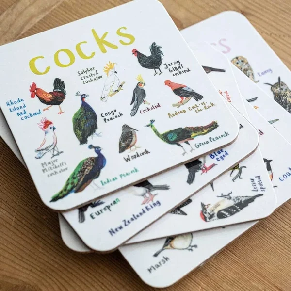 (🔥Last Day Promotion-SAVE 60% OFF)-Set of 6 Bird Pun Coasters