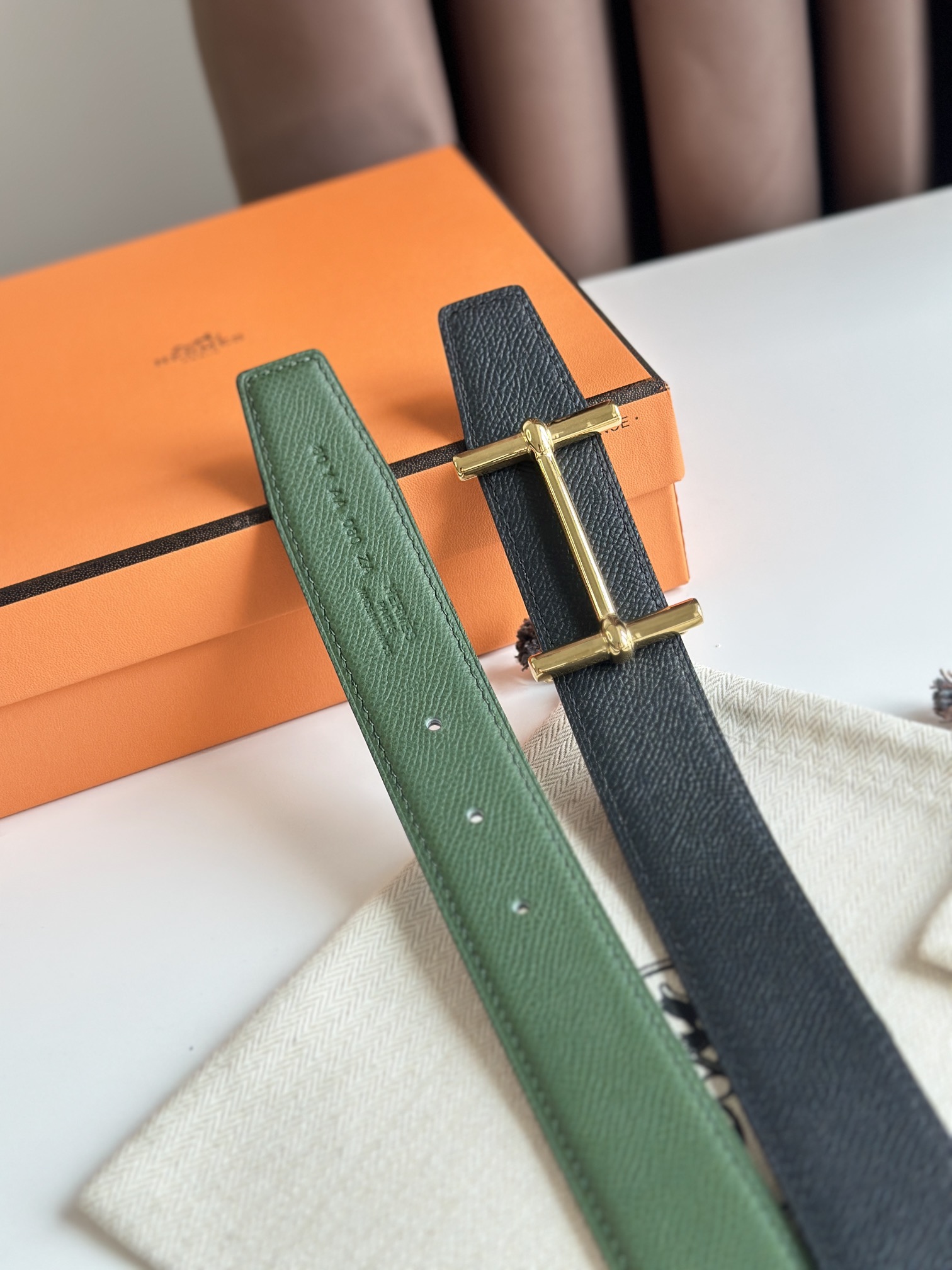 Hermès new double-faced calfskin belt width 3.2CM