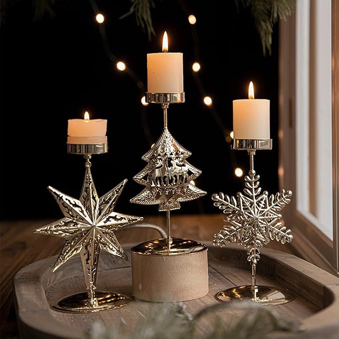 🌲🕯️2024 Vintage Metal Christmas Candle Holder