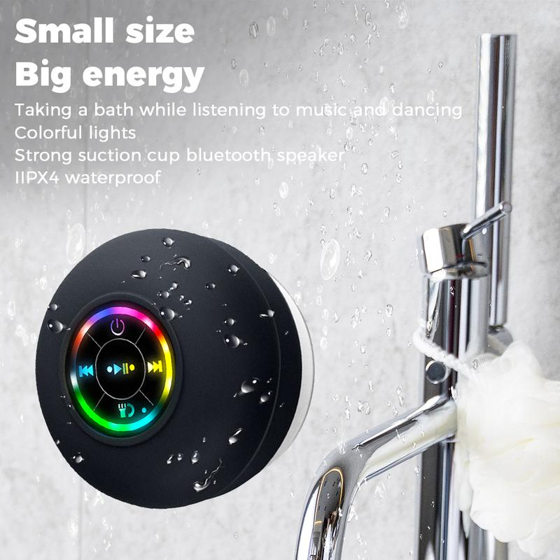 🔥Super Sale - 49% OFF🔥Waterproof Bluetooth Speaker with Suction Cup & LED Lights